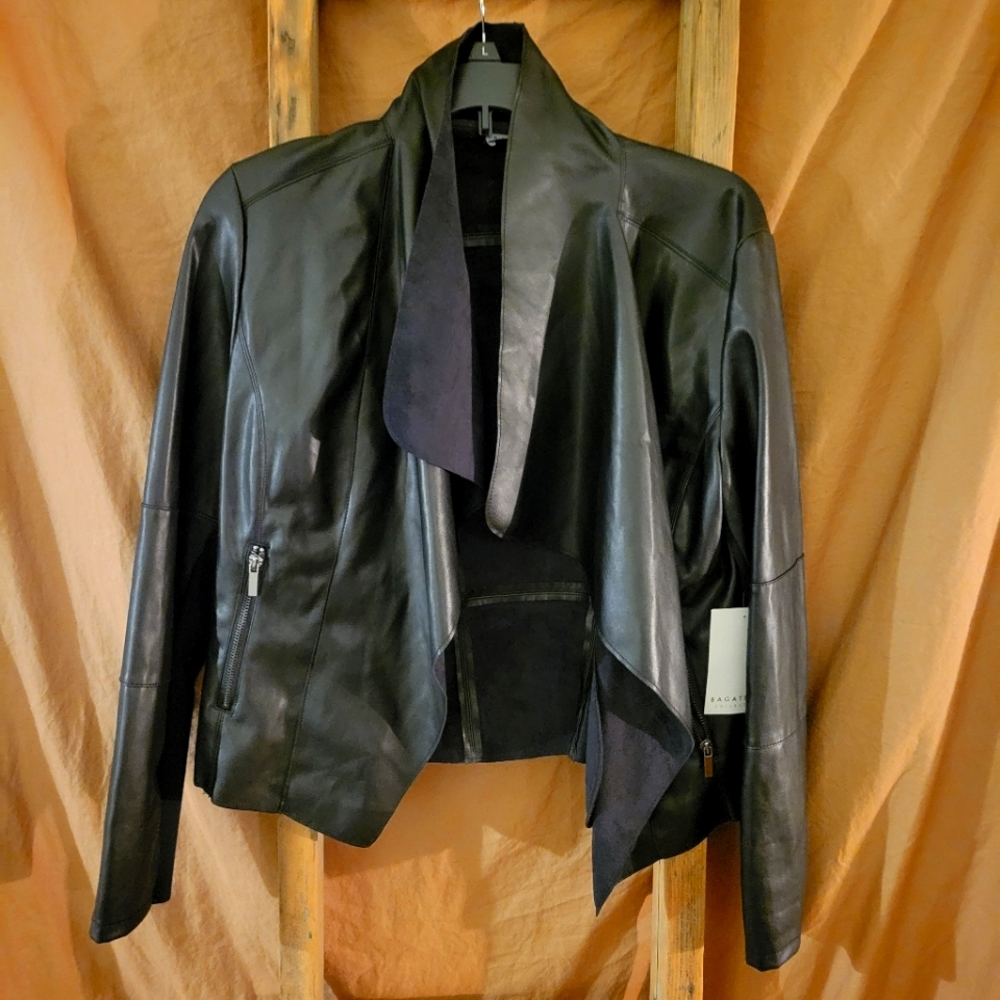 Bagatelle Vegan Leather Long Sleeve Open Jacket Cardigan